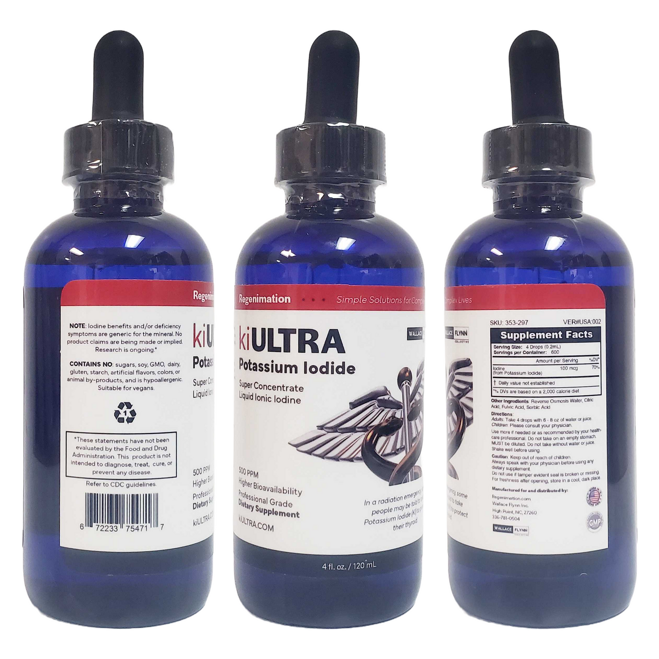 ki ULTRA 500ppm Potassium Iodide Super Concentrate Liquid Ionic Iodine 4 fl. oz.