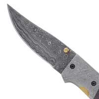Thumbnail for Raindrop Damascus Classic Folding Blade EDC Buck Engraved with Belt Sheath