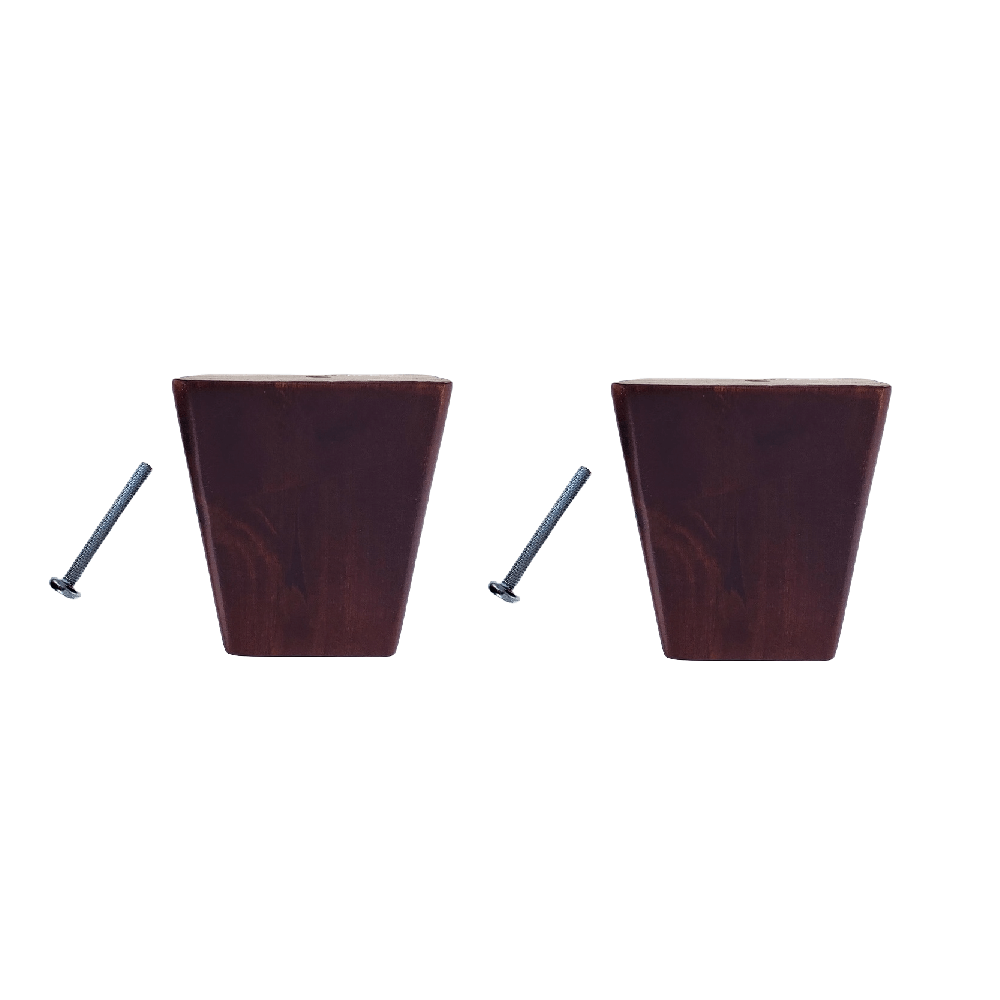 Leg Daddy 4" Dark Finish Square Tapered Wooden Sofa Leg with Your Choice Bolt, 5/16", M8, or M10 Bolt Size