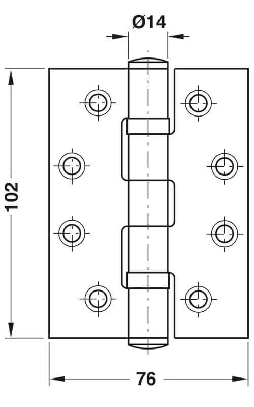 Hafele Butt Hinge, 102 mm, Set of 2 Beautiful Polished Brass Hinges