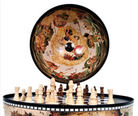 Thumbnail for White Globe with Chess Board Set Holder, 13 Inches