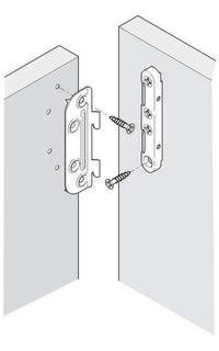 Thumbnail for Hafele 271.03.910 Bed Connector w/Cranked Hook-In Part & Striking Plate Set of 4