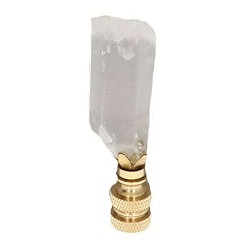 Art Finial - White Crystal with Brass Base, Set of 2, Mini Works of Art, Update Your Lamps!
