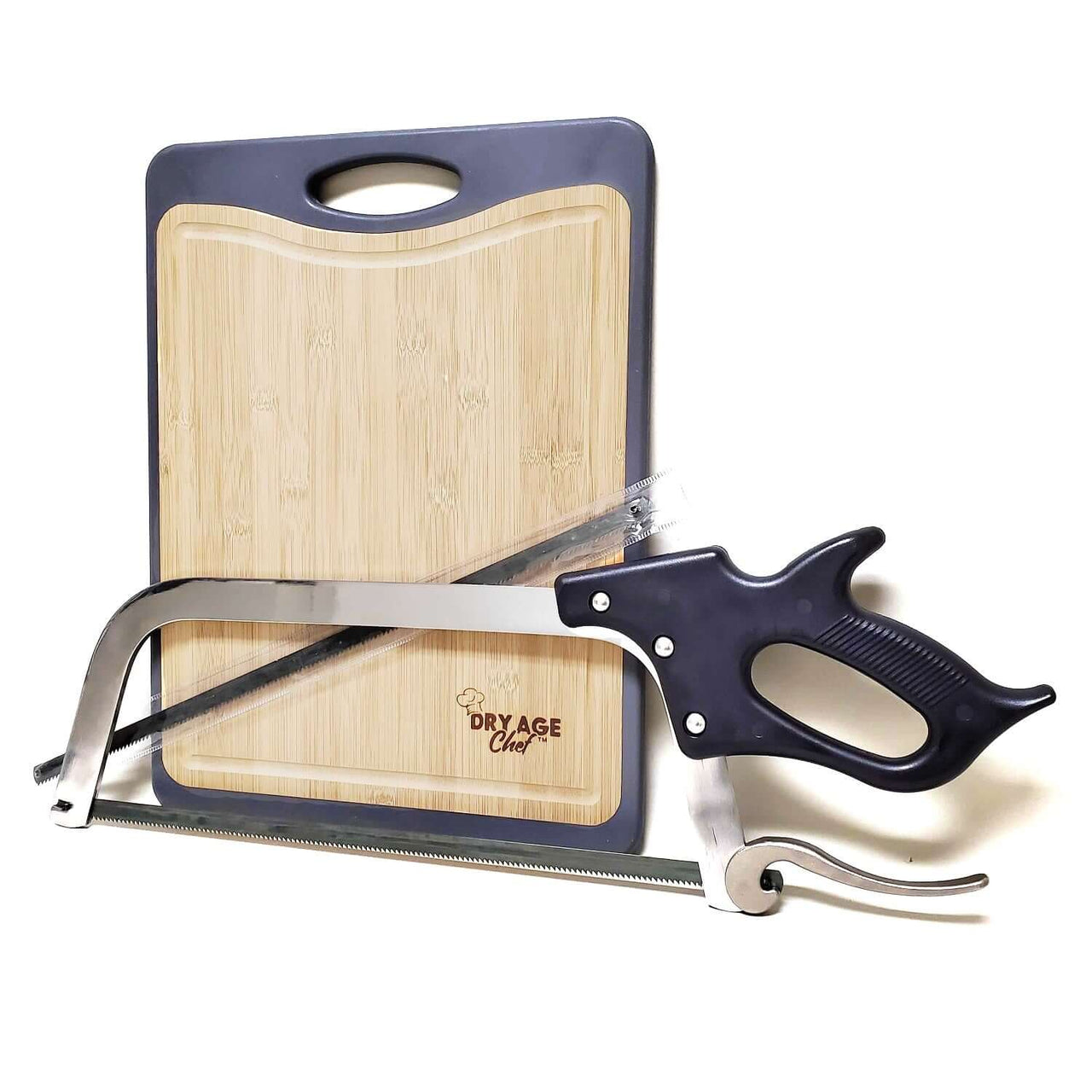 Dry Age Chef 16" Stainless Steel Butcher Hand Saw, Replacement Blade and Hybrid Cutting Board