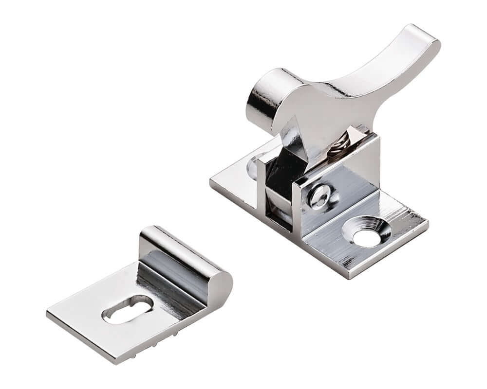 Hafele 245.74.200 Spring Loaded Chrome Plated Brass Elbow Catch, Deluxe Model