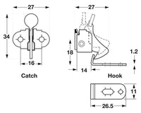 Thumbnail for Hafele 245.70.509 Brass Plated Steel Elbow Catch, Economy Model