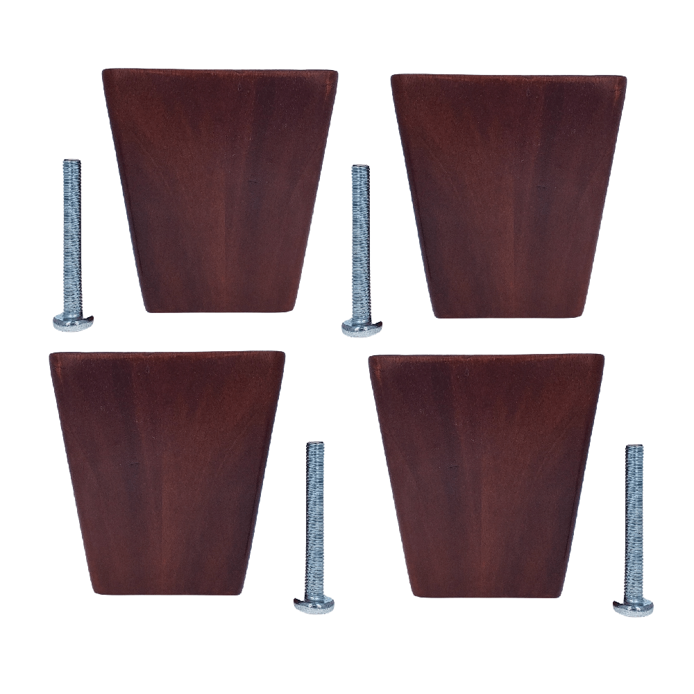 Leg Daddy 4" Dark Finish Square Tapered Wooden Sofa Leg with Your Choice Bolt, 5/16", M8, or M10 Bolt Size