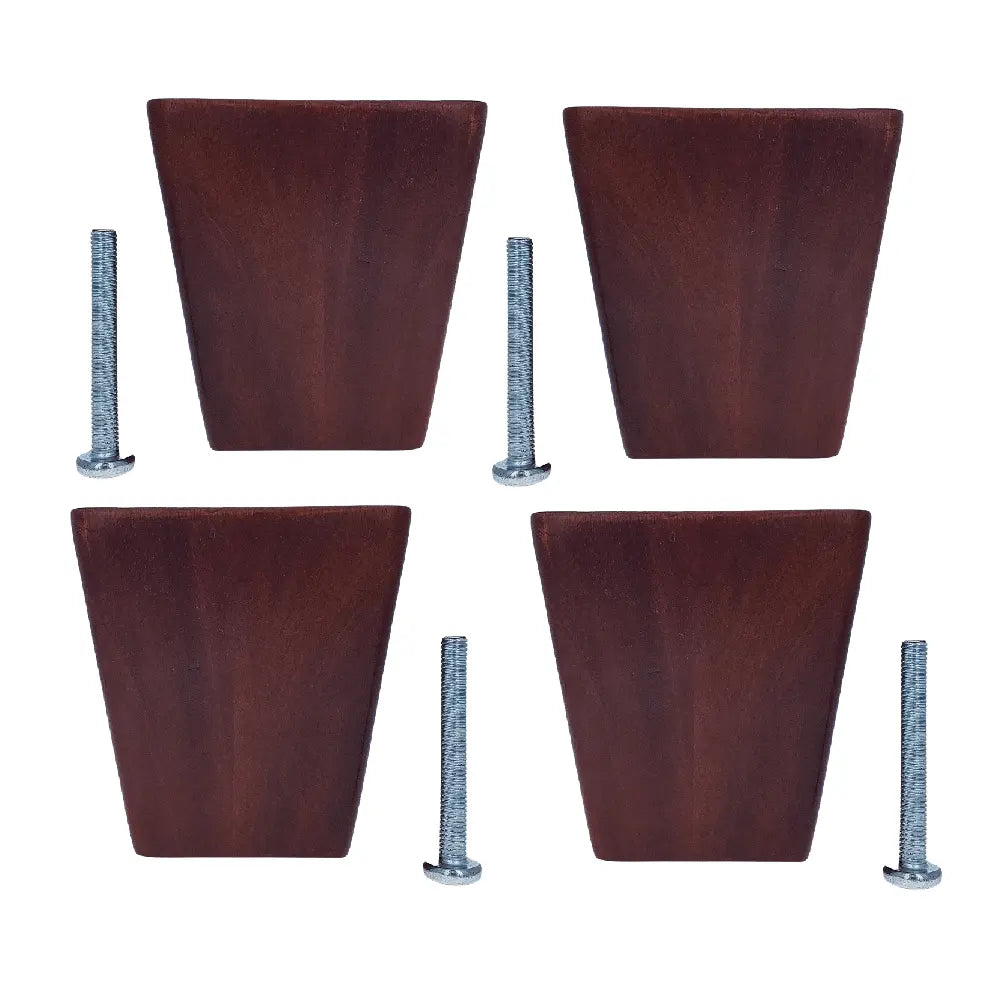 Leg Daddy 4" Dark Finish Square Tapered Wooden Sofa Leg with Your Choice Bolt, 5/16", M8, or M10 Bolt Size