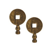 Thumbnail for Art Finial - Antiqued Brass Chinese Coin, Set of 2, Mini Works of Art, Update Your Lamps!
