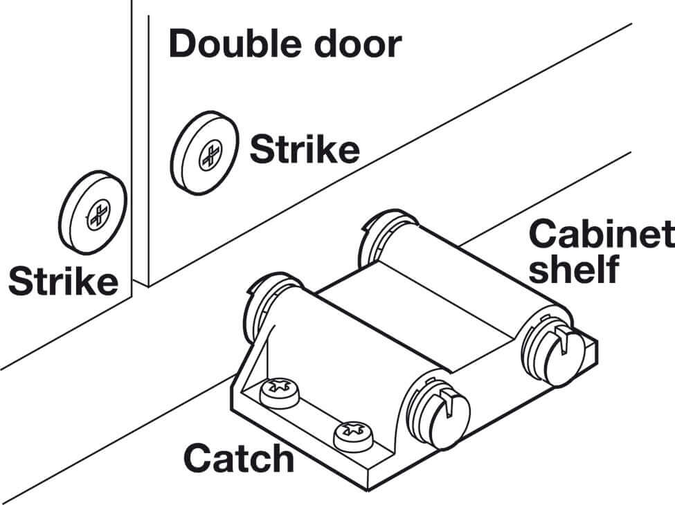 Hafele 245.80.320 Black Magnetic Pressure Push Latch, Double, 0.5 kg Pull