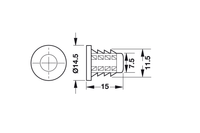 Thumbnail for Hafele 039.03.062 Type B Steel Zinc Plated Insert Nut, 1/4-20x15mm Long (10 Pc)