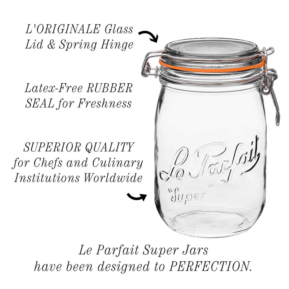 Le Parfait Rounded French Glass Storage Jars with Airtight Rubber Seal