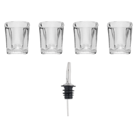 Thumbnail for Cucina Chef 4 x 2 oz. Square Shot Glasses & Stainless Steel Pourer for Entertaining Anywhere