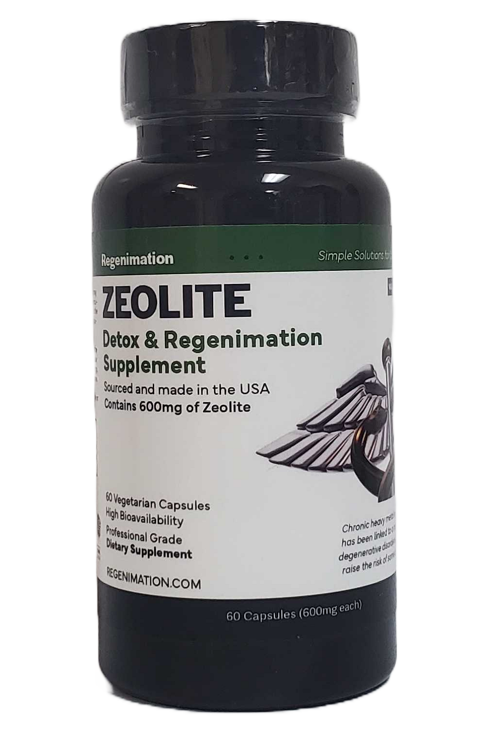 ZEOLITE Heavy Metal Detox Regenimation Supplement 600mg, 60 ct.