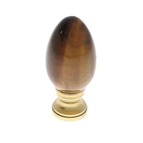 Art Finial - Tiger Eye Jade with Brass Base, Set of 2, Mini Works of Art, Update Your Lamps!