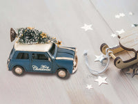 Thumbnail for Handmade 1960s Mini Cooper Christmas Car Model Set of 2