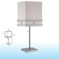 Thumbnail for Lite Source Comfort Table Lamp Polished Steel + Off-White Fabric Shade