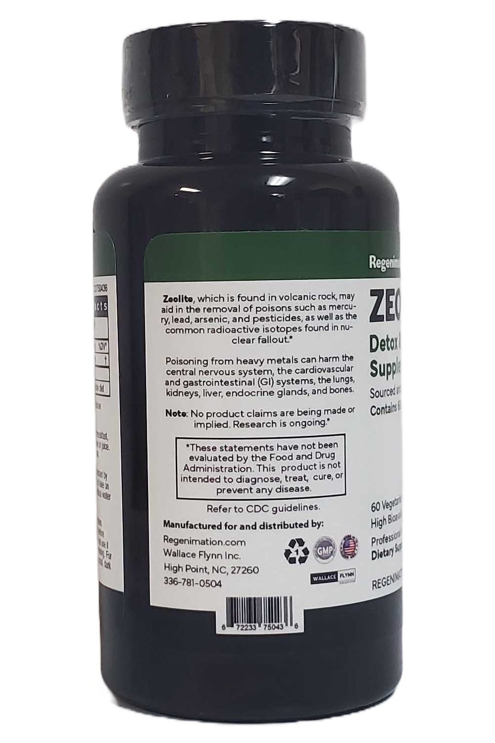 ZEOLITE Heavy Metal Detox Regenimation Supplement 600mg, 60 ct.