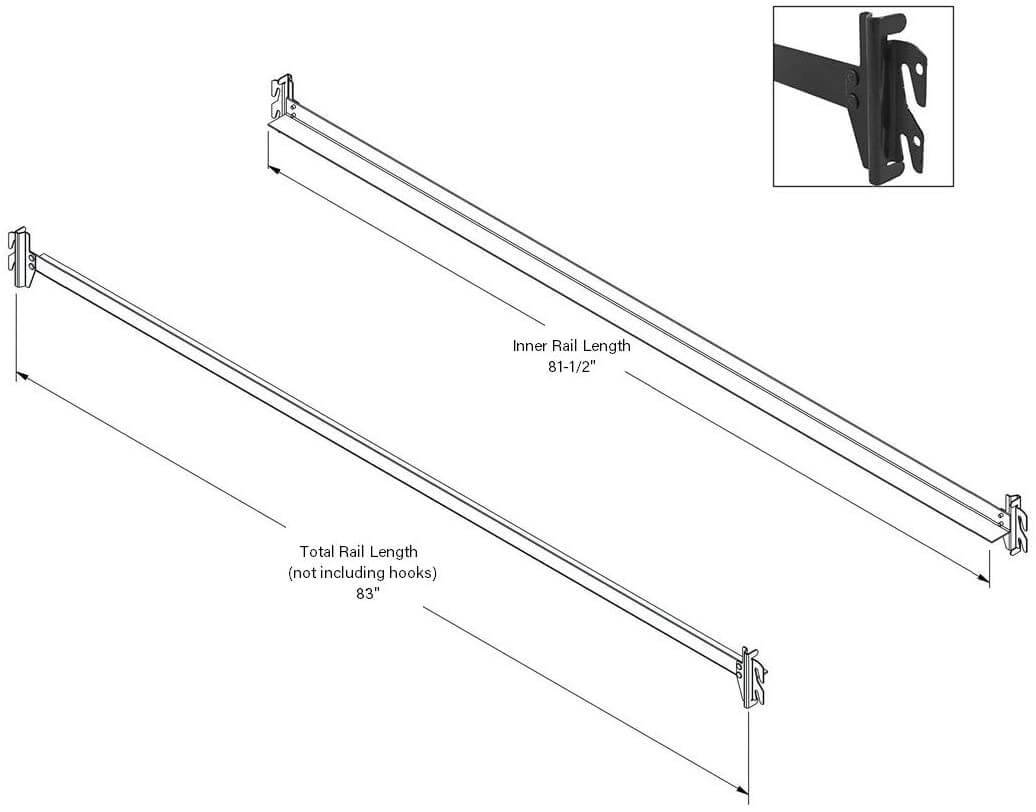 bedCLAW 82" Steel Hook-On Side Rails for Twin XL, Full XL, Queen, King Size Beds