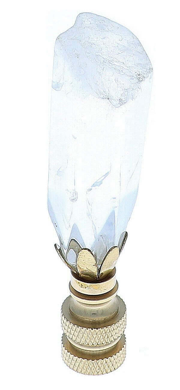 Art Finial - White Crystal with Brass Base, Set of 2, Mini Works of Art, Update Your Lamps!