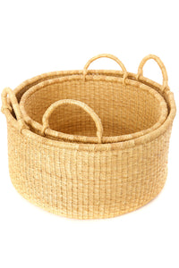 Thumbnail for Set of Two Natural Woven Grass Floor Baskets